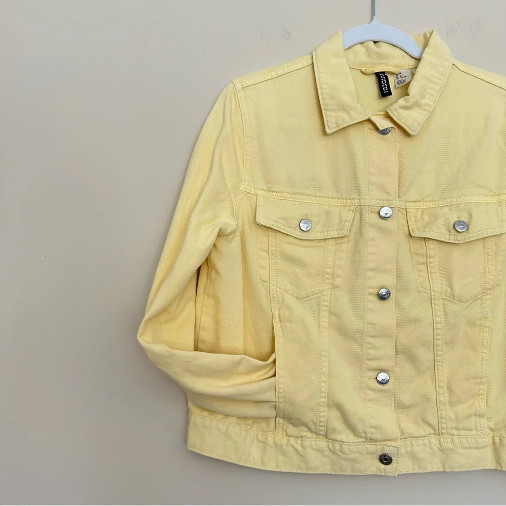 Divided by H&M Women’s Spring Yellow Cropped Denim Jean Jacket - Picture 5 of 11